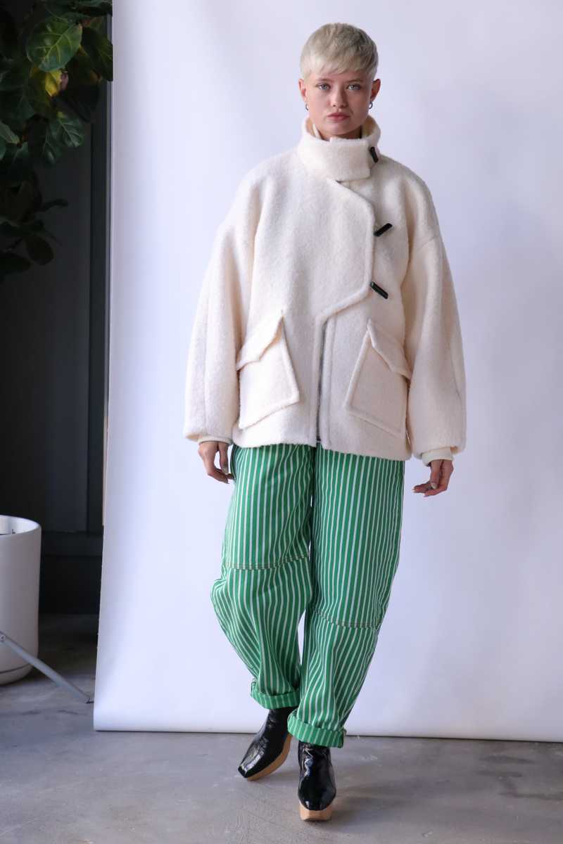 Ganni Boucle Wool Drop Shoulder Jacket - Egret | Garmentory