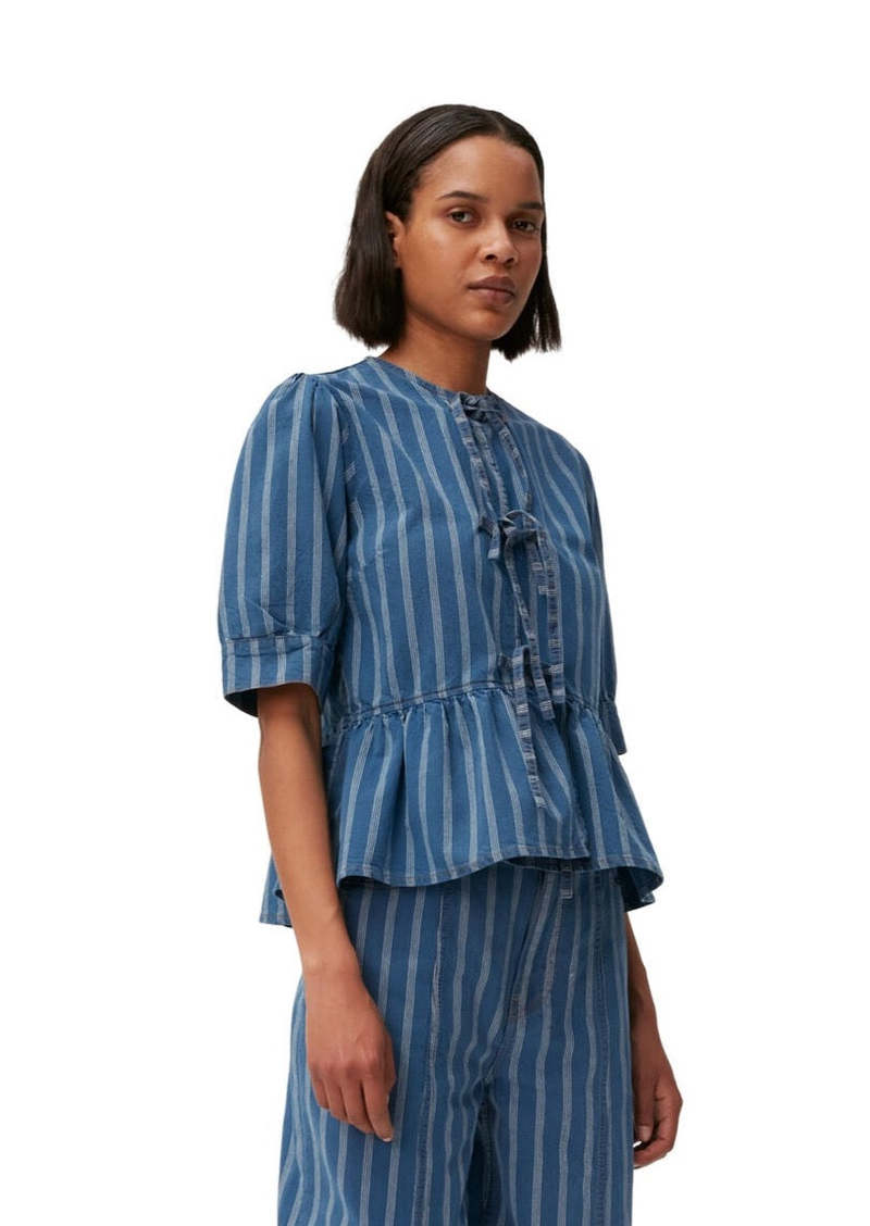 Ganni Denim Peplum Blouse - Tint Wash | Garmentory