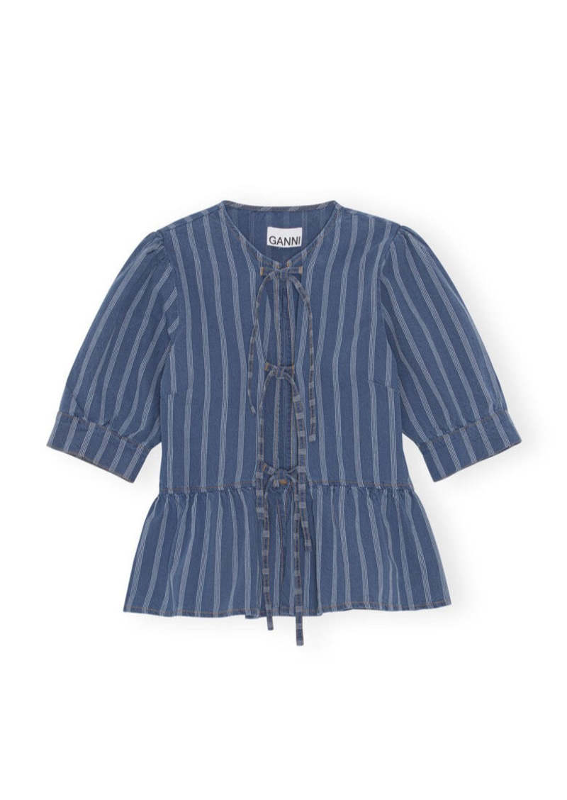 トップス GANNI/Tint Edge Denim Puff Sleeve Top GANNI Women's' Tint Edge Denim Puff Sleeve Top in Blue | LN-CC®