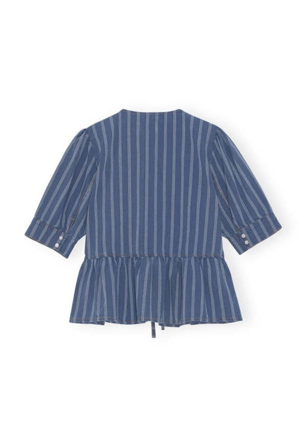 Ganni Denim Peplum Blouse - Tint Wash | Garmentory