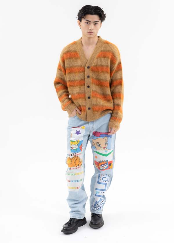 DISCOVERED MOHAIR BORDER KNIT CARDIGAN - Beige | Garmentory