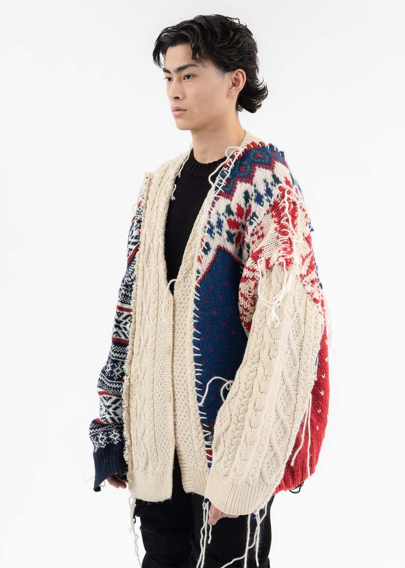 【新品タグ付】23AW　Nordic Collage Knit Cardigan DISCOVERED Nordic Collage Knit Cardigan