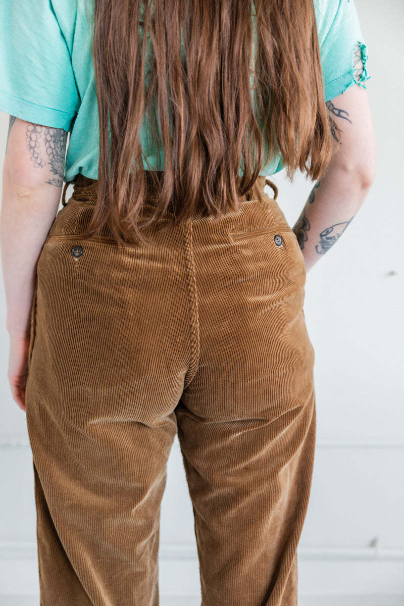 Orslow Two Tuck Corduroy Trouser - Camel | Garmentory