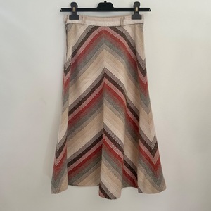 Vintage 70s chevron wool a line midi skirt Garmentory