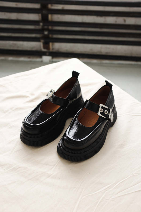 Ganni MARY JANE CREEPERS - Black | Garmentory