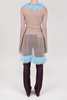 Priscavera Mongolian Wool Trim Netting Cardigan - Sand/Blue - Thumbnail 6