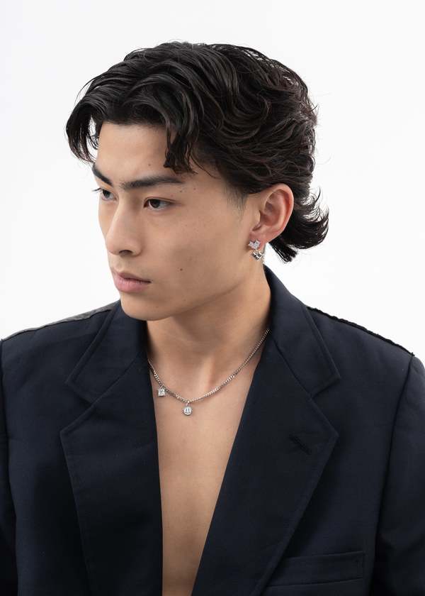 DEPARTMENT Silver And White Rhinestone Hearts Earring - Single DEPARTMENT Silver And White Rhinestone Hearts Earring - Single