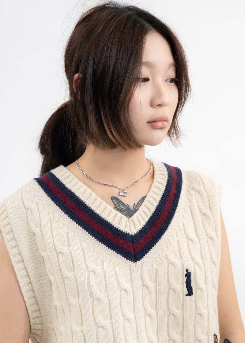 Unisex DEPARTMENT Black Smily and Stone Necklace - Silver Unisex DEPARTMENT Black Smily and Stone Necklace - Silver