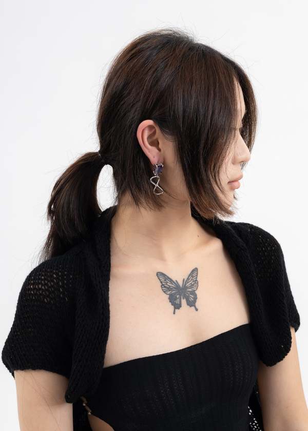 DEPARTMENT Silver Infinity And Purple Stone Earring - Silver