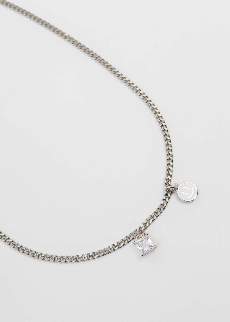 Unisex DEPARTMENT Silver White Smily and Stone Necklace - Silver