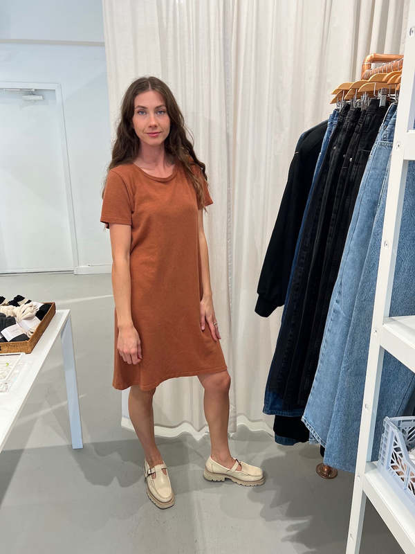 Jungmaven Rae Line Dress - Terracotta