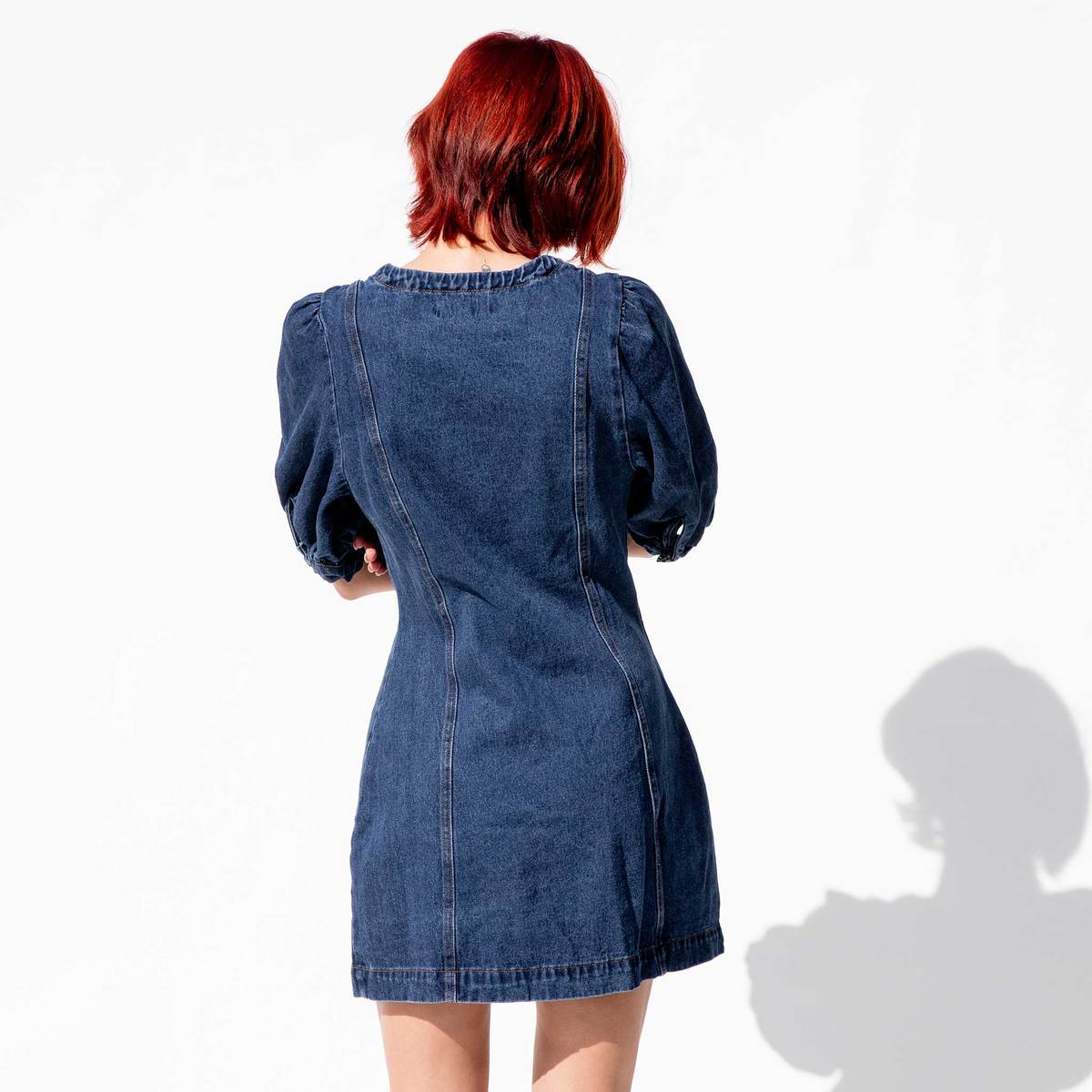 white christmas dresses Sibille Puff Sleeve Maxi Dress Denim Blue