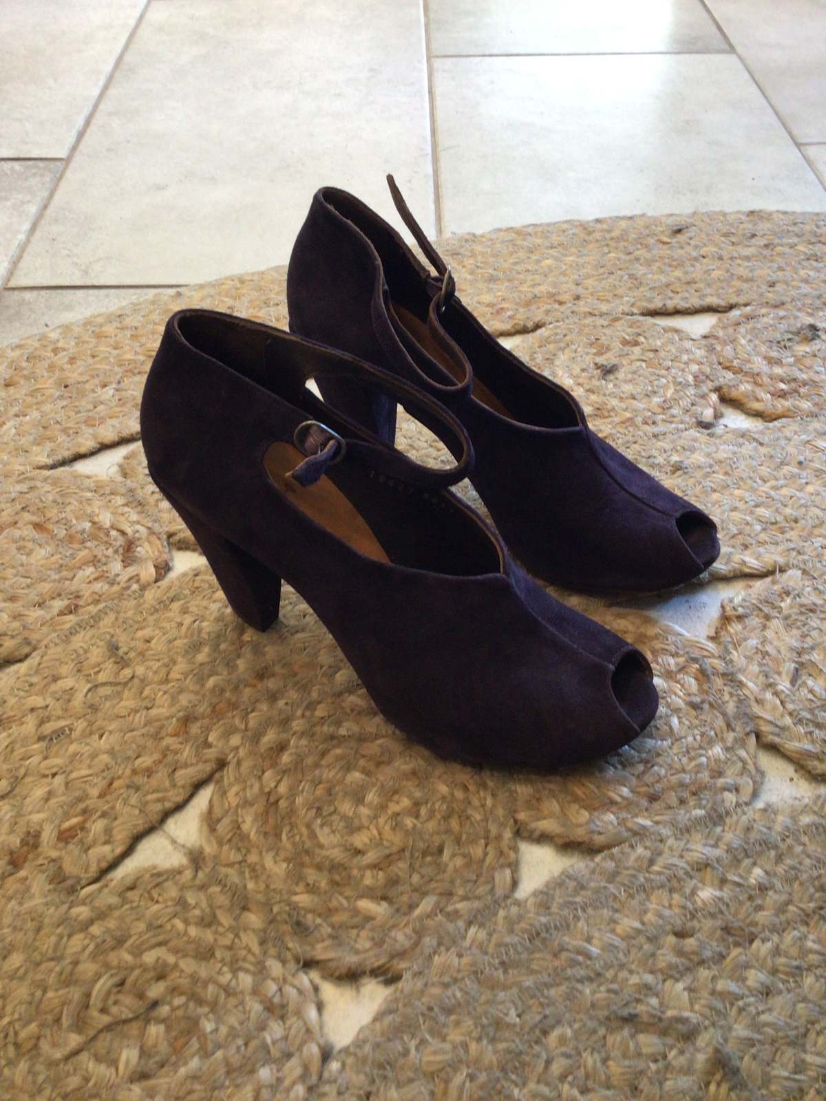 [Pre-Loved] Coclico Peep Toe Heels - Deep Eggplant - Image 1 of 5