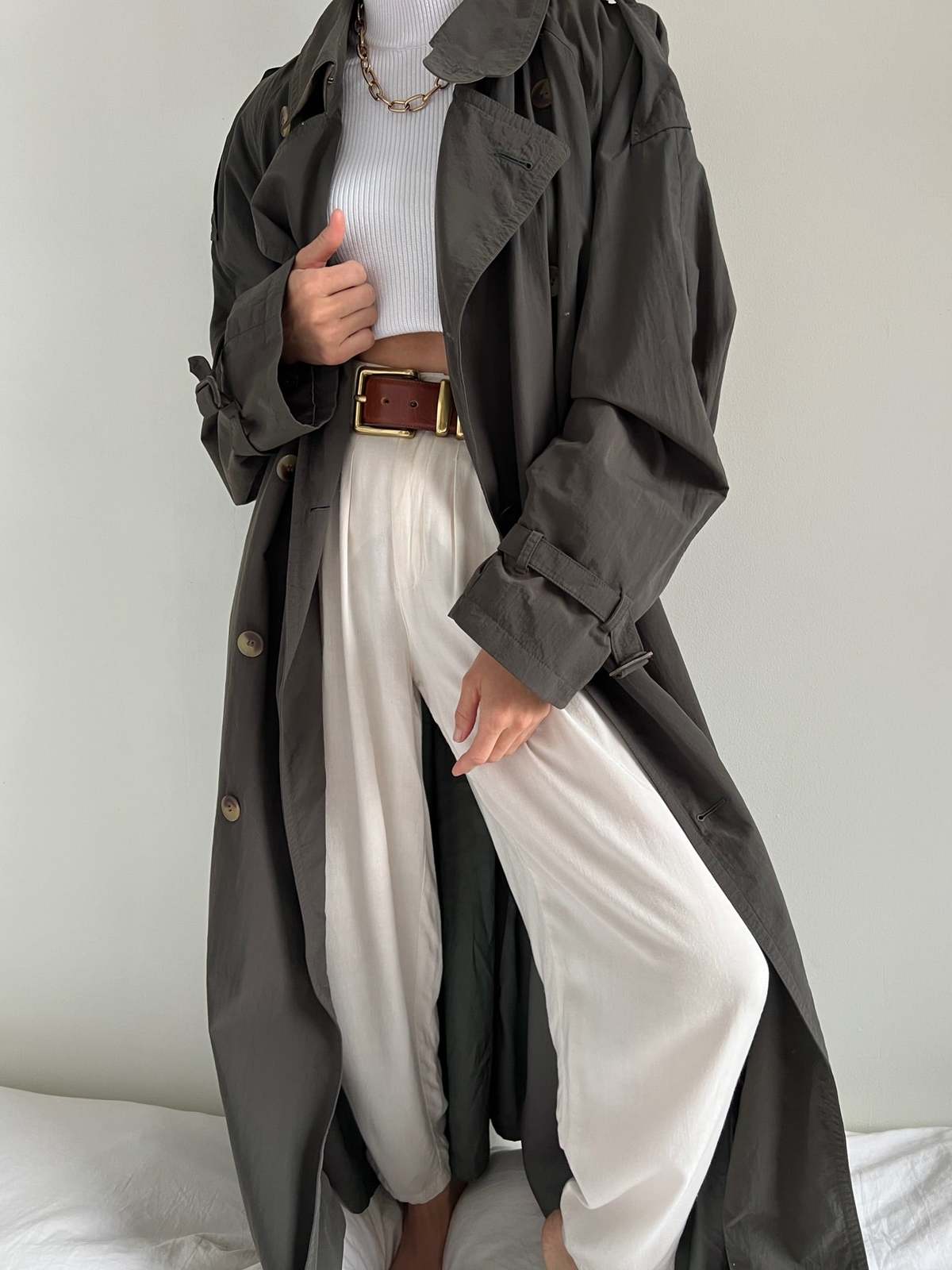 Retro Belted Long Trench Coat