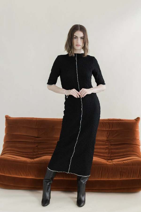 Bronze Age Oracle Wavy Dress - Black | Garmentory