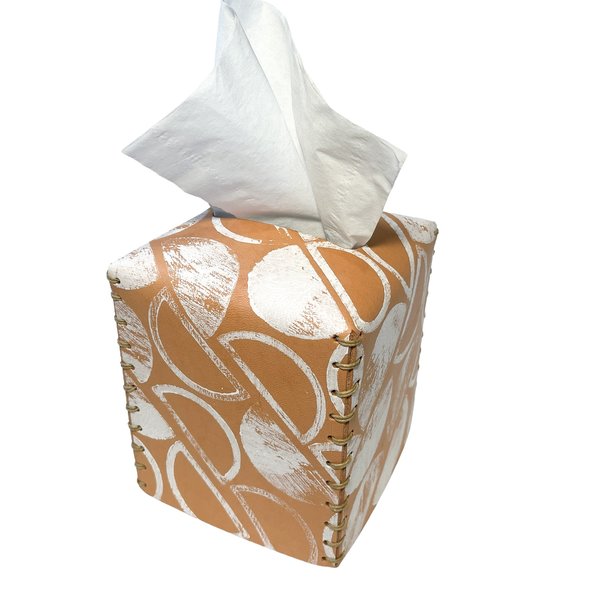 Tissue Box Cover Handmade Block Printed Leather Tissue Box Cover Garmentory