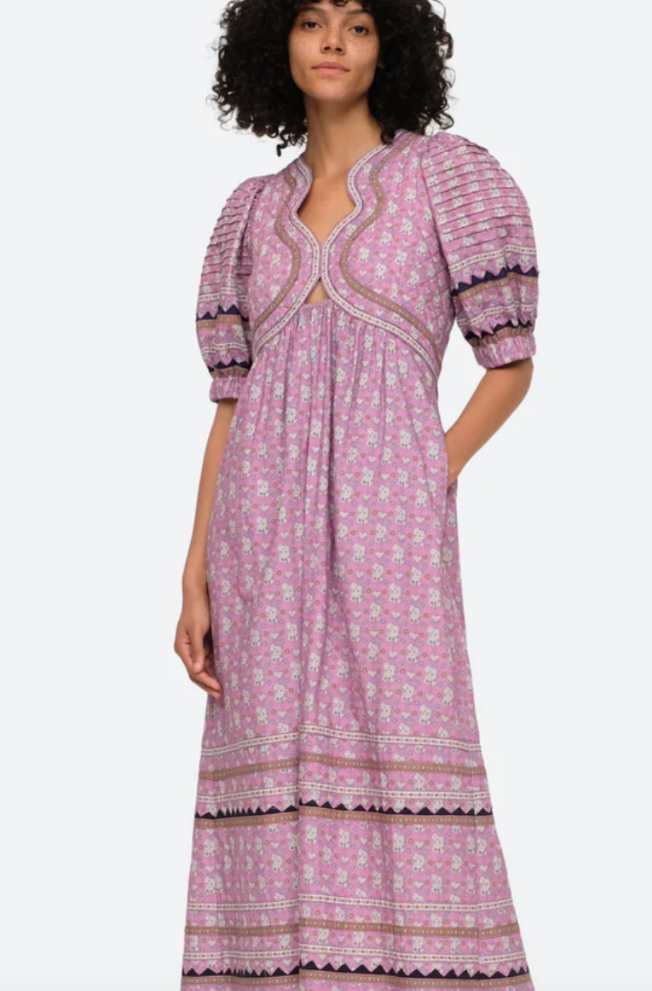 Sea New York lilac perry border ワンピース Perry-Border-Puff-Slv-Dress-