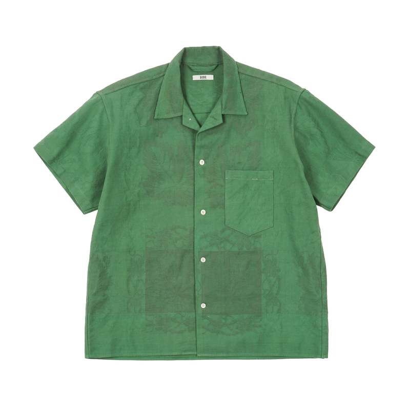 BODE ONE OF A KIND DAMASK SHORT SLEEVE SHIRT - GOOSEBERRY | Garmentory