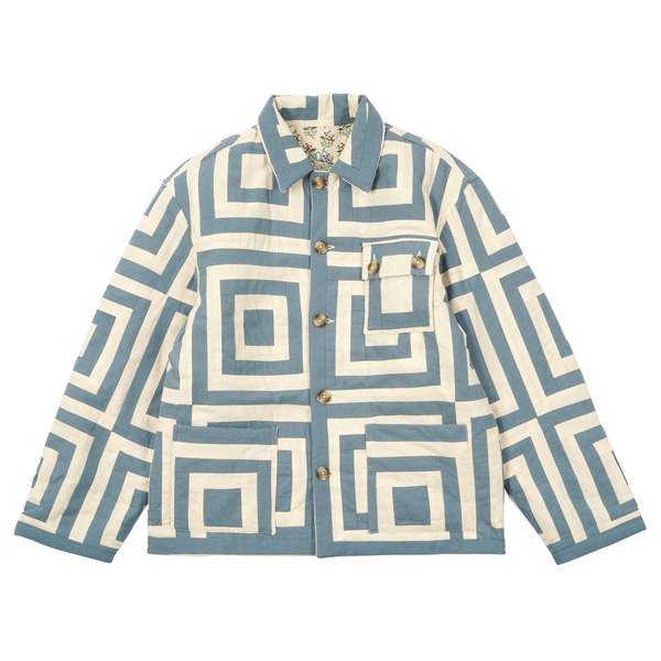 BODE WHITE HOUSE STEPS QUILT JACKET - BLUE/CREAM | Garmentory