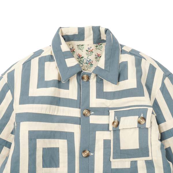 BODE WHITE HOUSE STEPS QUILT JACKET - BLUE/CREAM | Garmentory