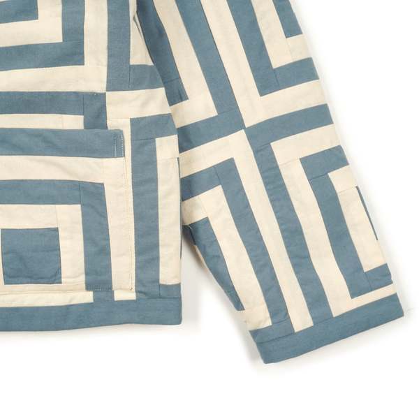 BODE WHITE HOUSE STEPS QUILT JACKET - BLUE/CREAM | Garmentory
