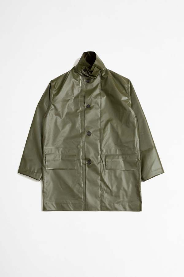 Margaret Howell Welded Mac PVC Coating Jacket - Army Green