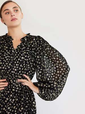 Mille Marlo Dress - Black Gold Dust | Garmentory Mille Marlo Dress - Black Gold Dust | Garmentory