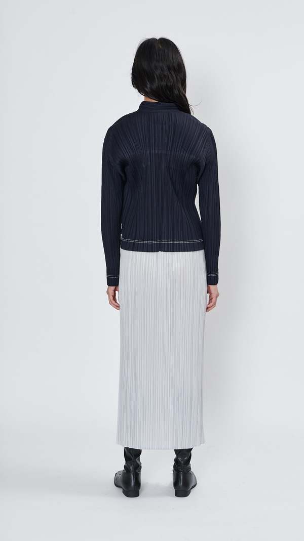 Pleats Please by Issey Miyake Ramie Denim Jacket - Black | Garmentory