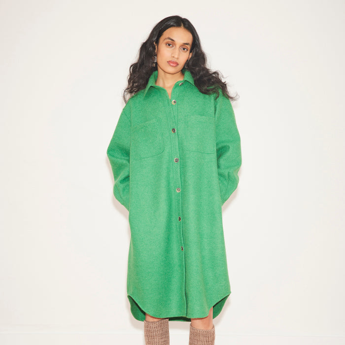 Misha & Puff Woman Beale Shirt Dress - Bottle Green | Garmentory