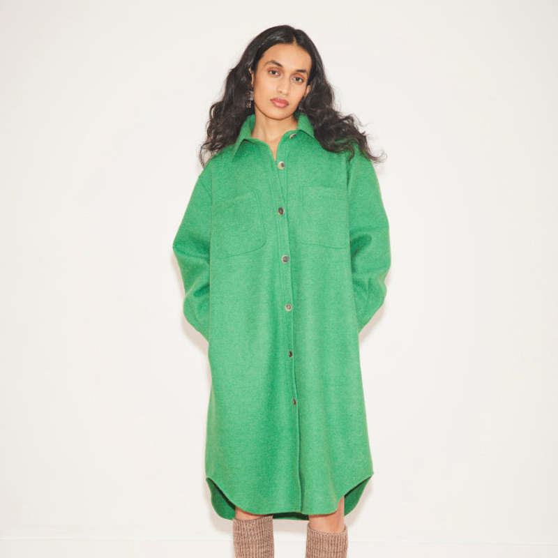 Misha & Puff 長袖シャツ 2T グリーン Misha & Puff Woman Beale Shirt Dress - Bottle Green | Garmentory