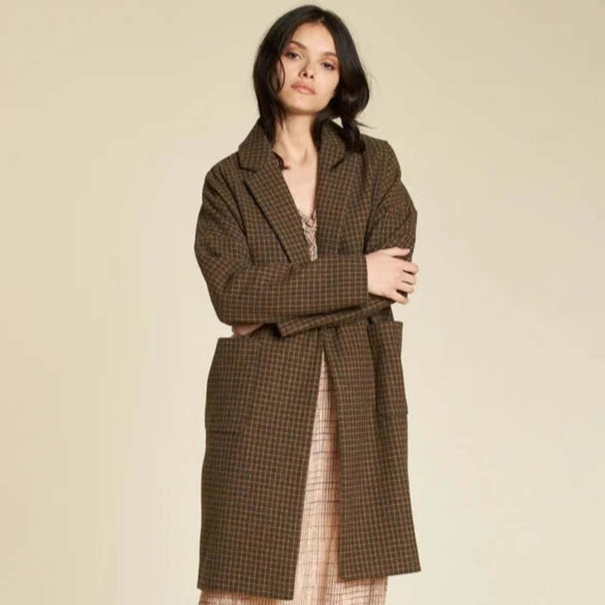 dra Sarah Coat - Chocolate Check - Image 1 of 3