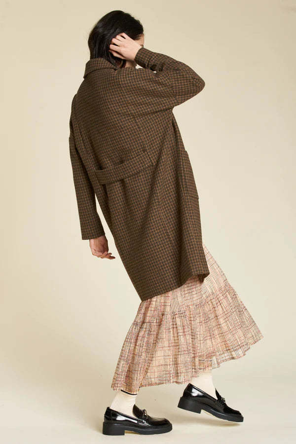 dra Sarah Coat - Chocolate Check