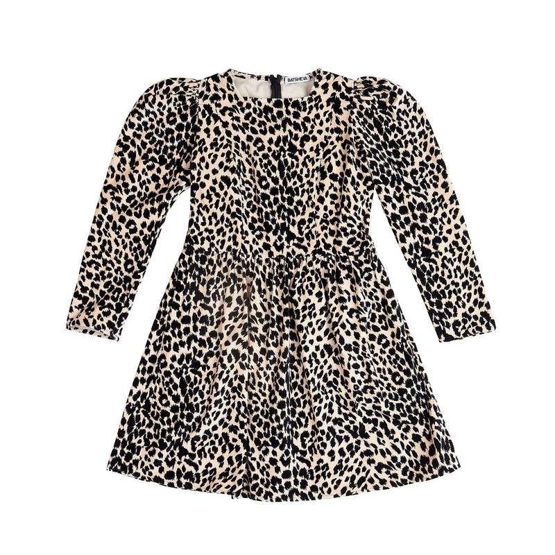 BATSHEVA SQUARE NECK MINI PRAIRIE DRESS - LEOPARD VELVET