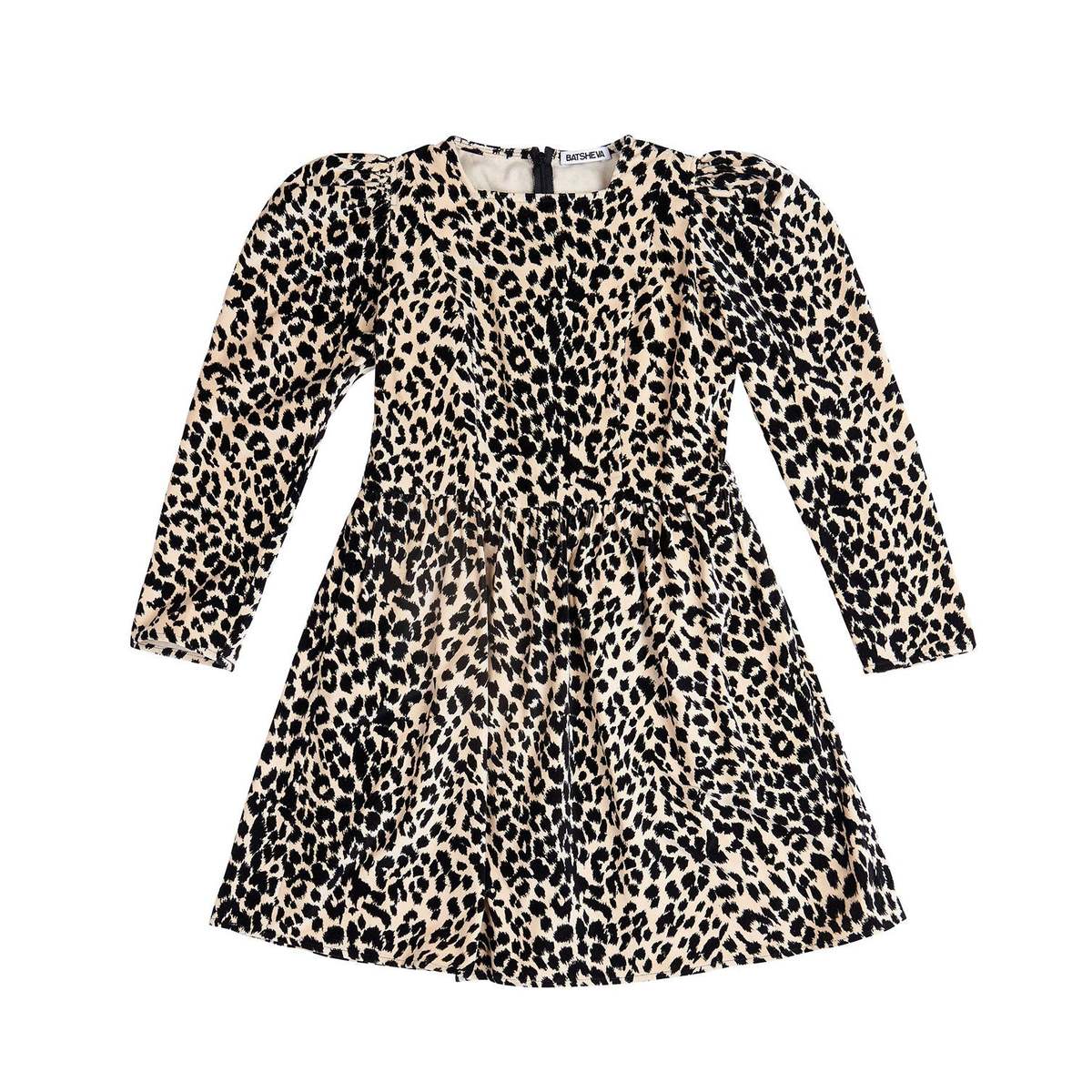BATSHEVA SQUARE NECK MINI PRAIRIE DRESS - LEOPARD VELVET - Image 6 of 6