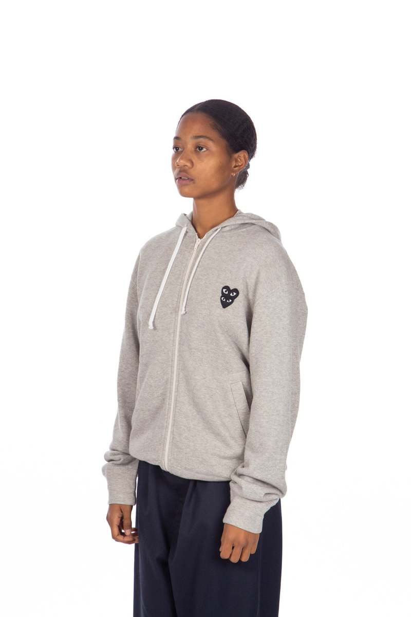 Grey / Black Stacked Heart Zip Hoodie | Garmentory