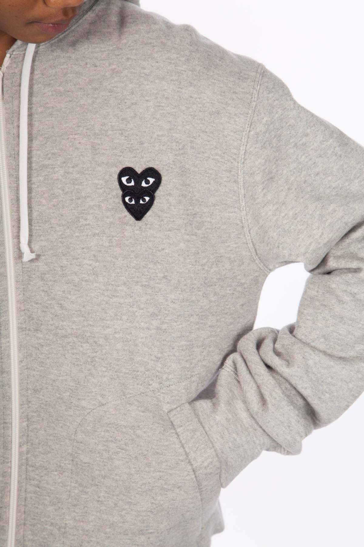 Grey / Black Stacked Heart Zip Hoodie | Garmentory