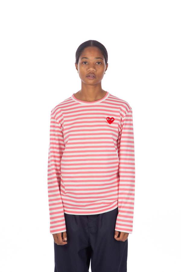 Comme des Garçons Play Long Sleeve - Pink Striped | Garmentory
