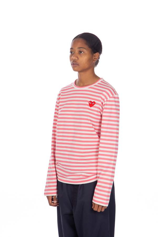 Comme des Garçons Play Long Sleeve - Pink Striped | Garmentory