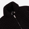 FAIZ T.S. Oxford Waffle Wool Knit Cowichan Sweater - Black - Thumbnail 4