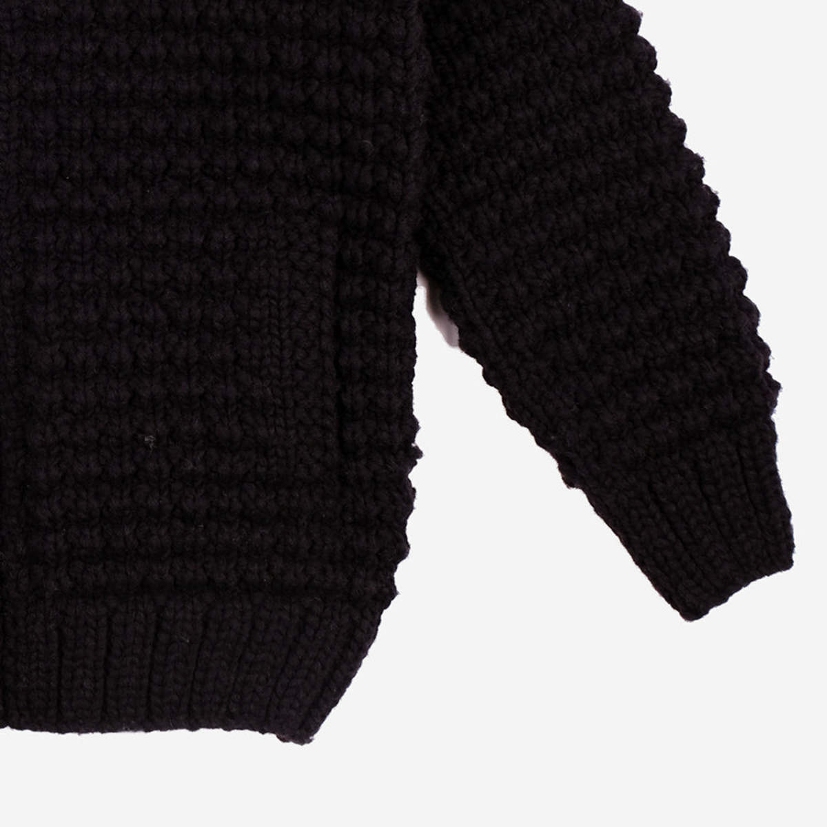 FAIZ T.S. Oxford Waffle Wool Knit Cowichan Sweater - Black - Image 5 of 6