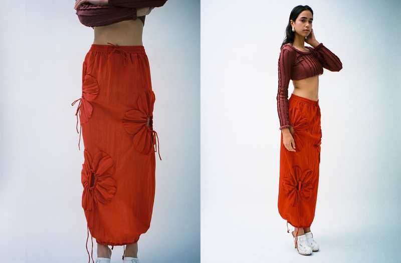 J.Kim Flower Skirt - Red | Garmentory