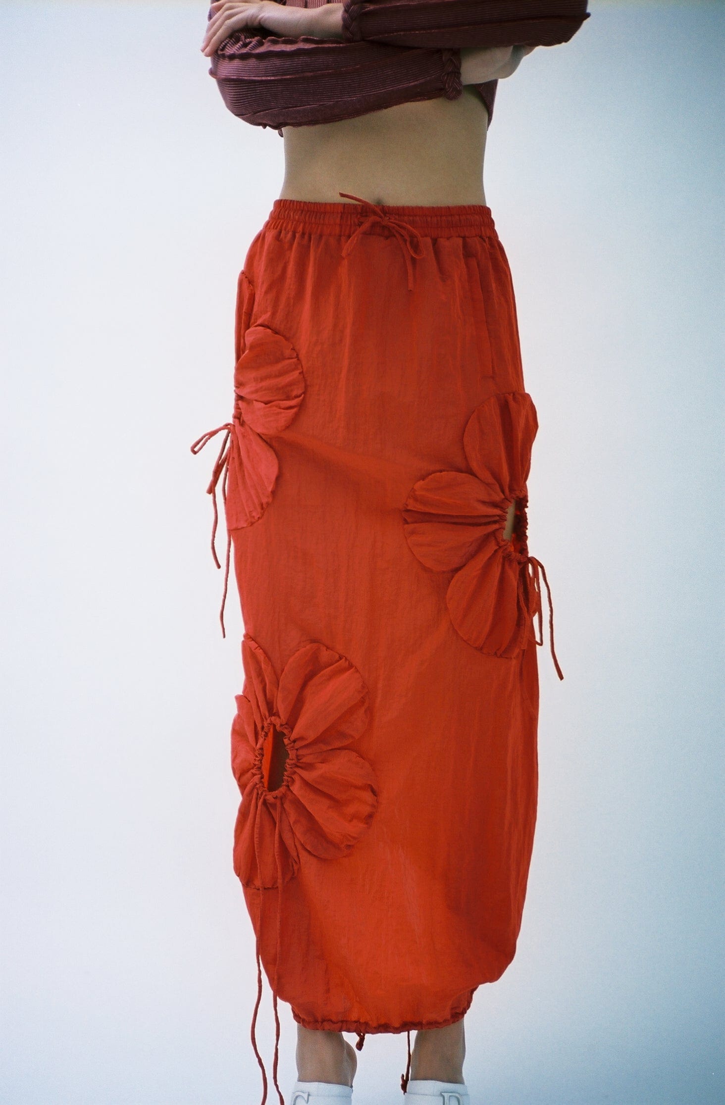 【関税込み】J.Kim レッド Flower マキシスカート Flower Skirt in Red