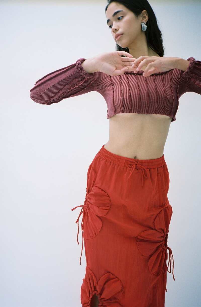 【関税込み】J.Kim レッド Flower マキシスカート J.Kim Flower Skirt - Red | Garmentory