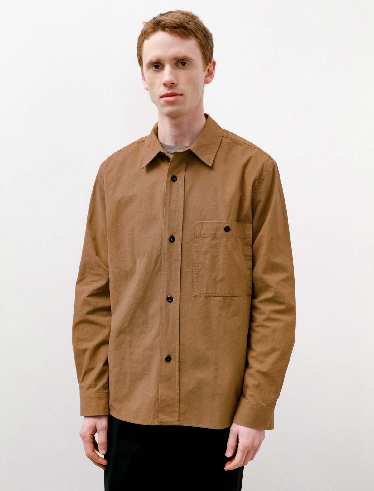 Margaret Howell MHL Overall Shirt Brushed Cotton -Tobacco | Garmentory