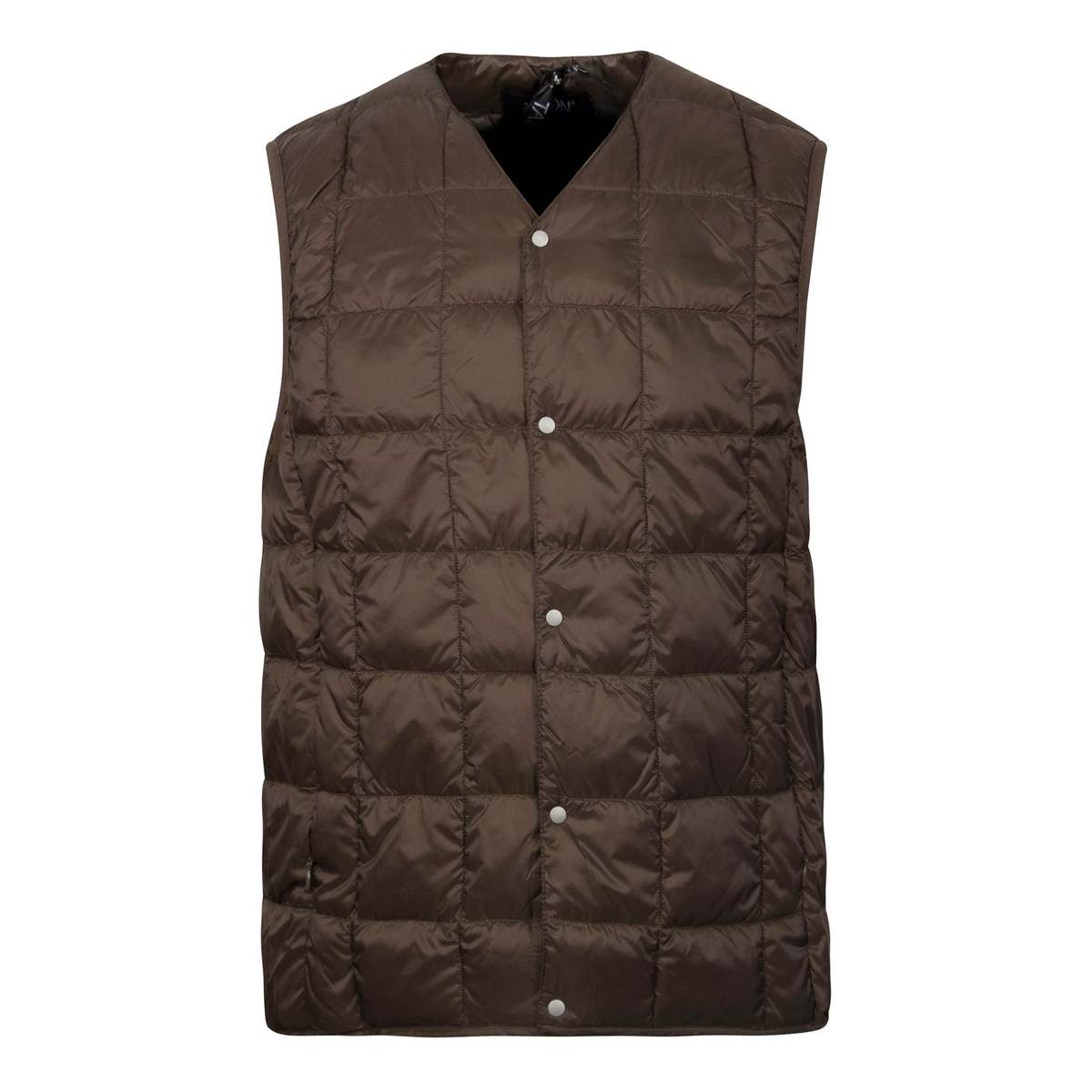 TAION V Neck Down Vest Chocolate Garmentory