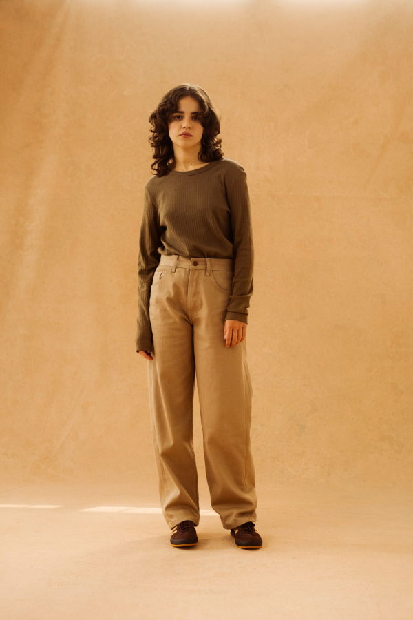 Unisex I AND ME Selvedge Baggy Jeans - beige