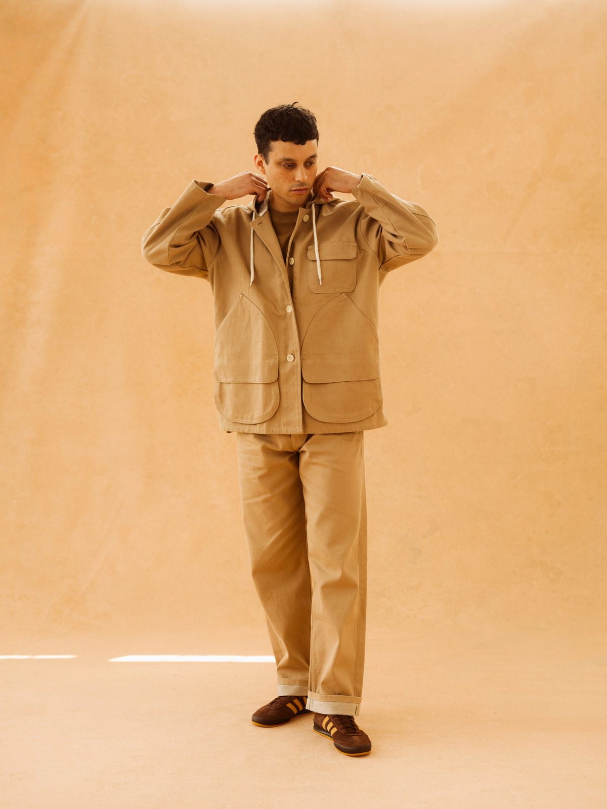 Unisex I AND ME Selvedge Baggy Jeans - beige - Image 6 of 7