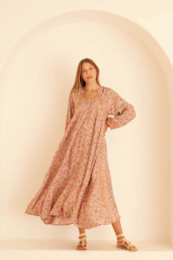 Womens Dress Long Sleeve Maxi Dress Kohls Floral Embroidery Ladies Dresses  Embroidered Lantern Sleeve Tassel Tie