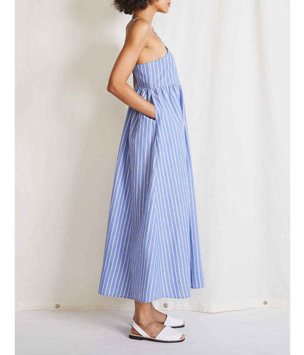 knee length dresses for ladies Apiece Apart Neli Maxi Dress in Navy  Hampden Clothing