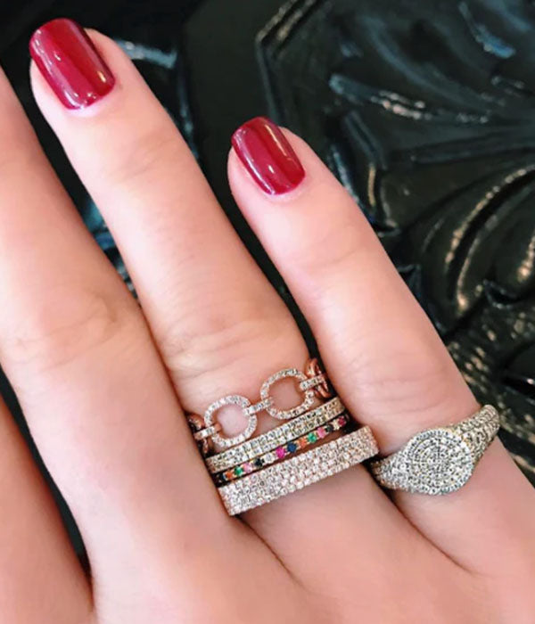 EF Collection Half Diamond Chain Link Ring 14K Gold Garmentory